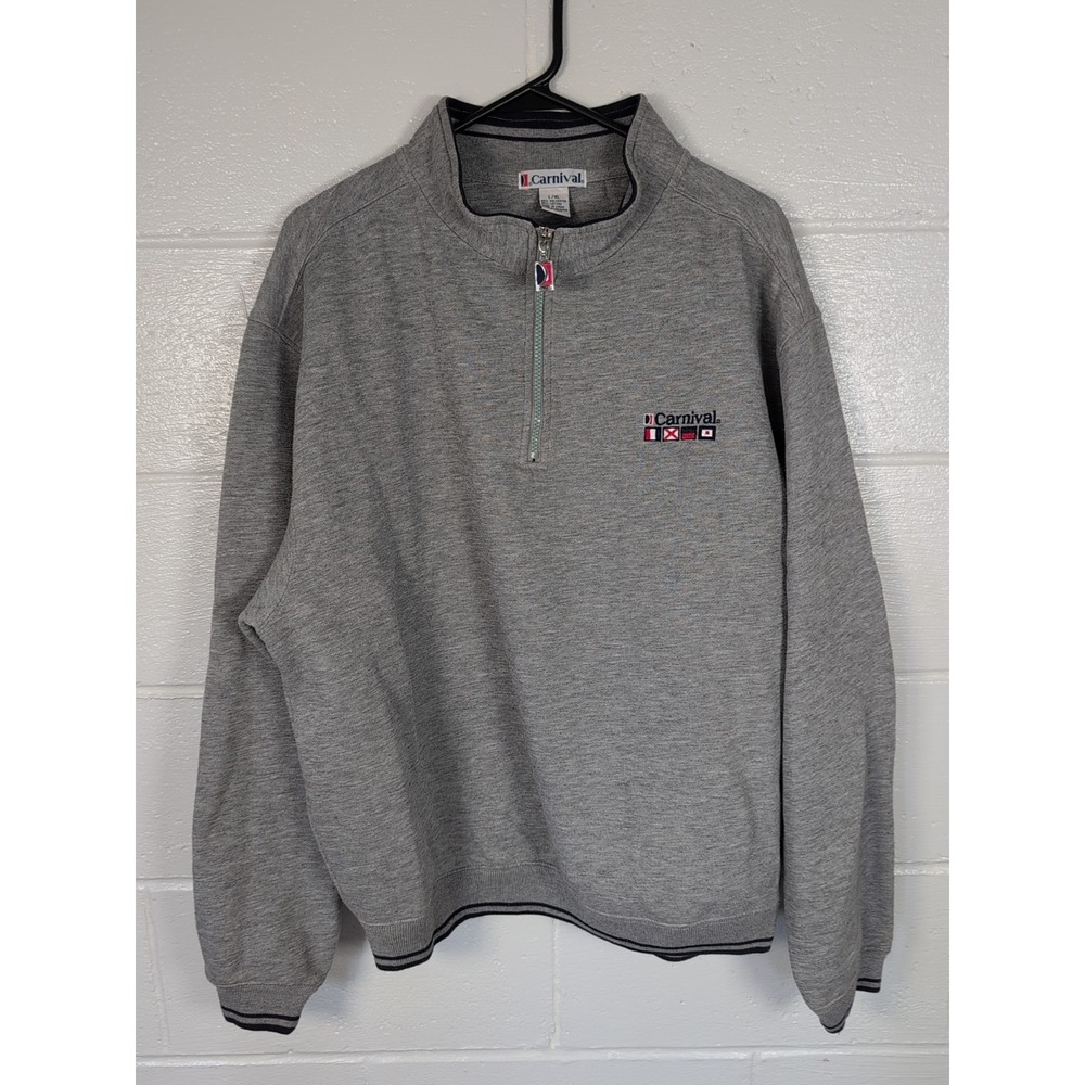 Vintage Carnival Sweater Adult L/XL Long Sleeve 1/4 Zip Pullover